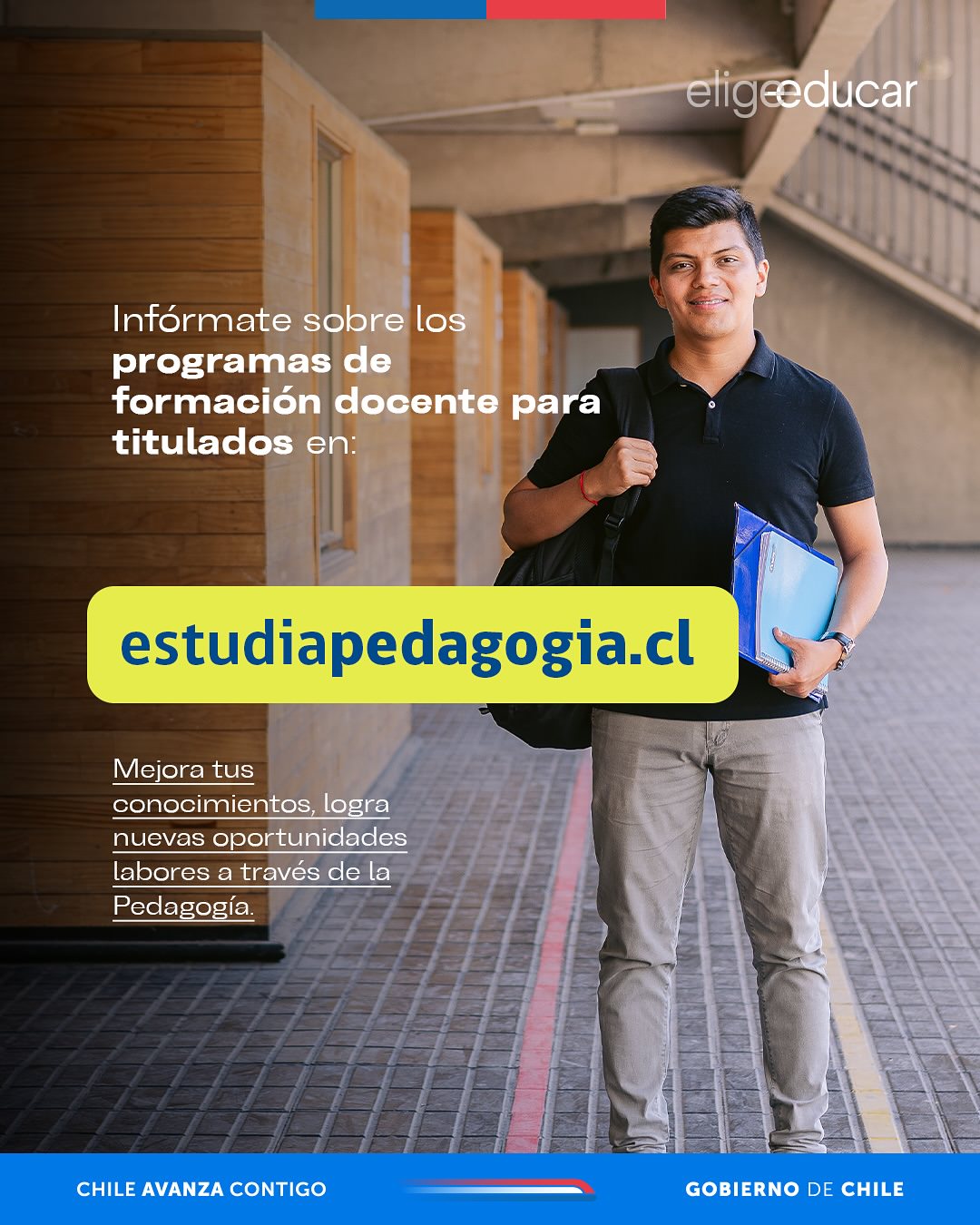 Gráfica 'Infórmate sobre los programas' — hombre exterior, otra foto, estudiapedagogia.cl