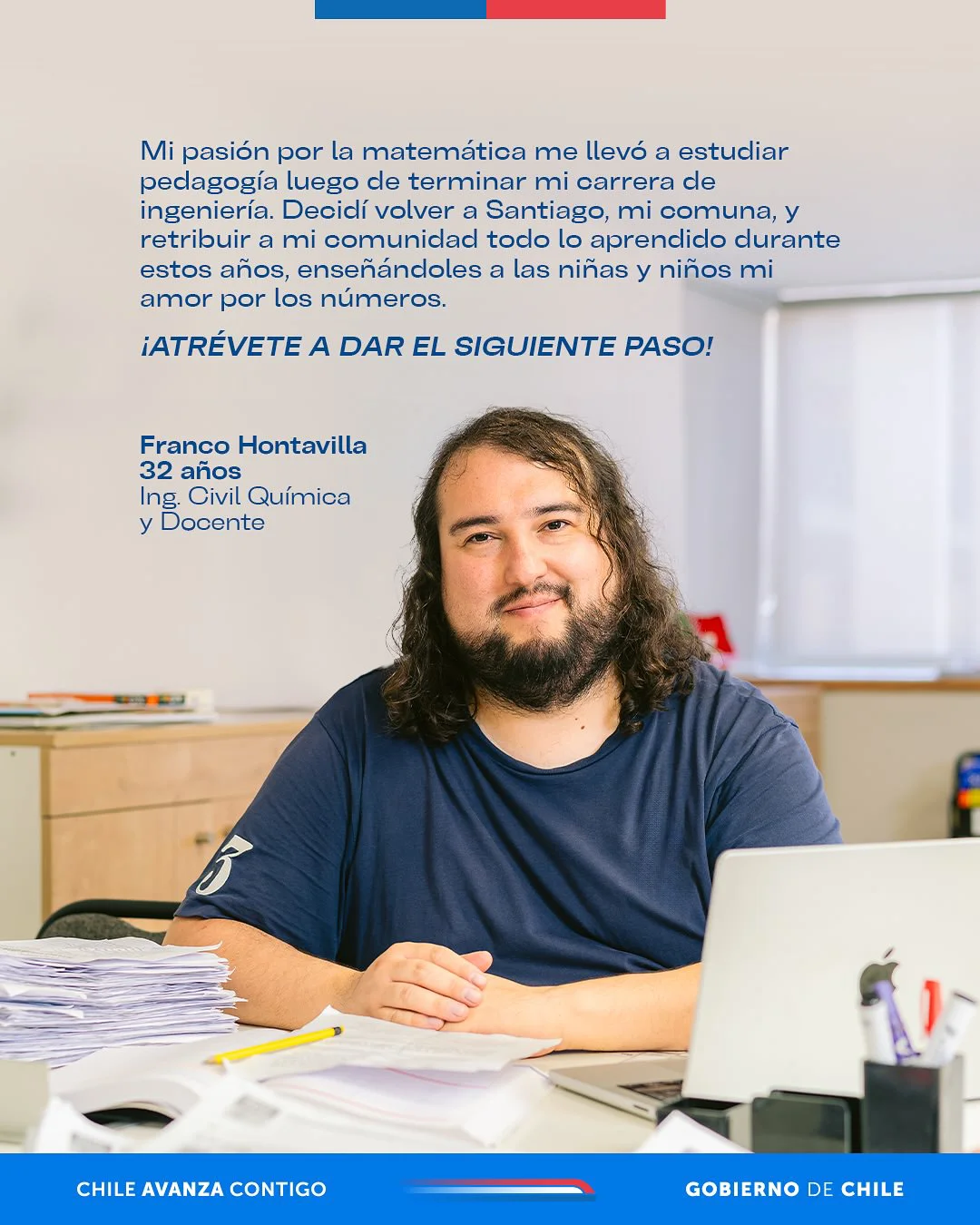 Gráfica testimonio profesor de matemáticas — campaña Elige Educar Mineduc